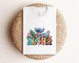 Camiseta Disney Stitch Aloha Tropic Surf, Camiseta Disney Stitch Aloha, Camiseta Stitch, Camiseta Ohana Means Family, Camiseta Magic Kingdom, Camiseta Hawái