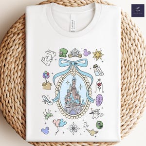 Comfort Color Disney Magical Castle with Blue Coquette Shirt, Magic Kingdom Shirt, Disney Girl Trip, Disneyworld Family shirt, Disney Shirts