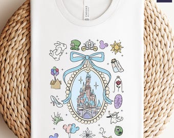 Comfort Color Disney Magical Castle with Blue Coquette Shirt, Magic Kingdom Shirt, Disney Girl Trip, Disneyworld Family shirt, Disney Shirts