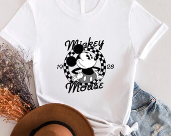 Comfort Colors Vintage Mickey Mouse Shirt, Disney Mickey 1928 T-Shirt, Retro Mickey Shirt, Disney Trip Shirt, Checkered Mickey Shirt