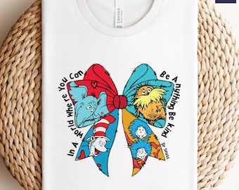 Dr. Seuss Comfort Colors Shirt: Coquette Bow, Cat In The Hat