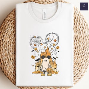 Comfort Colors Retro Mickey Castle Halloween Shirts, Mickey Ghost Shirt, Minnie Ghost Shirt, Spooky Season Shirt, Disney Halloween