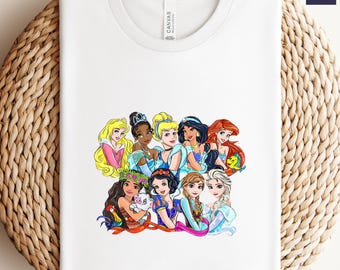 Disney Princess Shirt, Watercolor Princess Shirt, Disney Trip T-Shirt, Cute Disney Princess T-shirt, Disneyworld Princess Girls Trip Shirt