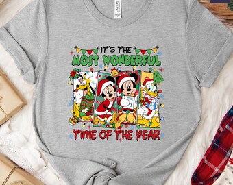 Camiseta navideña de Mickey Mouse, conjunto navideño familiar de Disney, camiseta navideña de Mickey, Minnie, Pluto y Donald, camiseta navideña de Disney