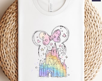 Camiseta de Castillo Disney en acuarela, Camiseta de Vacaciones Disney, Camiseta de Mickey y Minnie Mouse, Camiseta Familiar Magic Kingdom, Camiseta Retro Disney, Camiseta Disneyland