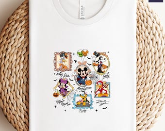 Camisa de Halloween de Mickey y sus amigos con lazo de colores cómodos, camisa de Halloween de Disney, camisa familiar a juego de Mickey's Not So Scary Party