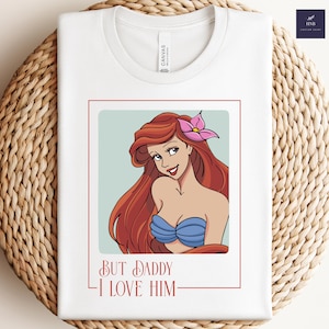 Camiseta de La Sirenita de Disney con colores cómodos, pero papá, lo amo, camiseta de Ariel de Disney, camiseta retro de la princesa Ariel de Disney