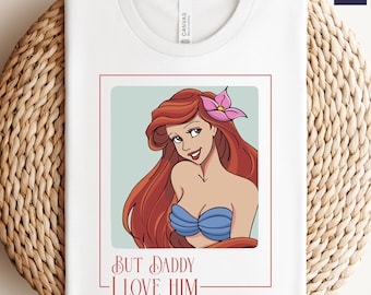 Camiseta de La Sirenita de Disney con colores cómodos, pero papá, lo amo, camiseta de Ariel de Disney, camiseta retro de la princesa Ariel de Disney