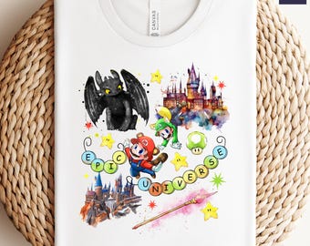 Komfortfarben Retro Epic Universe Shirt, Familienuniversum Park Reise 2025 Shirt, Disney Shirt, Rolando Park Epic Universe Shirts, Mario Shirts