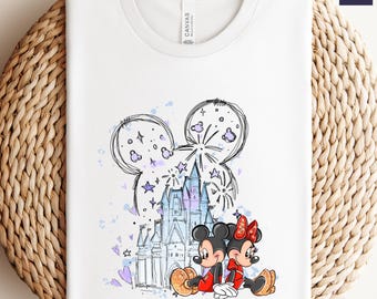 Watercolor Disney Castle Shirt, Disney Vacation Shirt, Mickey Minnie Mouse, Magic Kingdom Family Shirt, Retro Disney Shirt, Disneyland Shirt