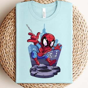 Spiderman Shirt, Marvel Superhero Tee, Cute Spidey Cartoon T-Shirt, Kids Superhero Shirt, Comic Style Graphic Tee, Gift for Boys image 12