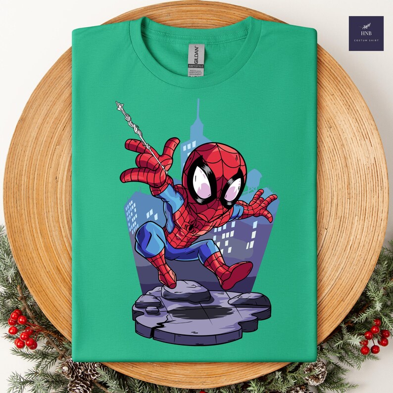 Spiderman Shirt, Marvel Superhero Tee, Cute Spidey Cartoon T-Shirt, Kids Superhero Shirt, Comic Style Graphic Tee, Gift for Boys image 4