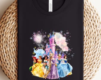 Retro Disney Princess Shirt, Watercolor Princess Shirt, Disney Trip T-Shirt, Disney Princess, Disneyworld Princess Gift, Magical Castle