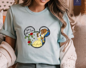 Floral Tale as Old as Time Disney Beauty and the Beast Shirt, WDW Disneyland Princess Belle Girl Trip Shirt, Disney Princess Birthday Girl