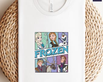 Comfort Colors アナと雪の女王 Tシャツ、エルサ、アナ、オラフ、クリストフ、スヴェン、ハンスのグラフィックTシャツ、ディズニー アナと雪の女王 シャツ、漫画キャラクターファンへのギフト