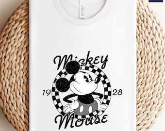 Comfort Colors Vintage Mickey Mouse Shirt, Disney Mickey 1928 T-Shirt, Retro Mickey Shirt, Disney Trip Shirt, Checkered Mickey Shirt