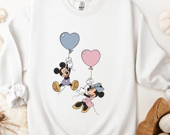 Camisetas con globos de Mickey y Minnie, camiseta a juego de Mickey y sus amigos, camiseta retro de viaje a Disney, camiseta de pareja de Mickey y Minnie, camiseta de viaje a Disney
