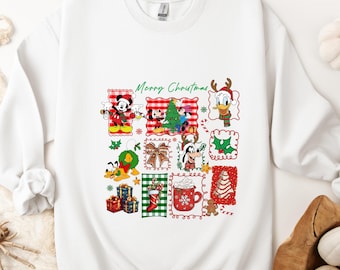 Chemise de Noël Disney T-shirt de vacances Mickey et ses amis, joyeux Noël mignon famille Disney assortie chemise voyage Disney, sweat-shirt de Noël