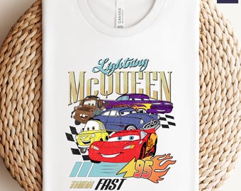 Camiseta retro de Rayo McQueen, camiseta vintage de Disney Cars, camiseta de Disney Cars Pixar, camiseta de cumpleaños temática de Cars, camiseta de personaje de Cars, camiseta de Disney