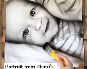 Graphite Pencil Portrait, Portrait drawing, Drawing Portrait from photo, Unique gift idea for mom, father, wife, husband, children and other