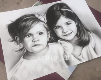 Graphite Pencil Portrait, Portrait drawing, Drawing Portrait from photo, Unique gift idea for mom, father, wife, husband, children and other