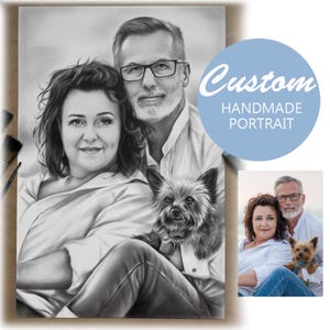 Retrato personalizado pintado a mano a partir de tu foto. Obra de arte personalizada. Regalo único para cumpleaños, aniversario, boda, familia y decoración del hogar.