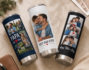 Custom Photo Dad Tumbler, Personalized Father's Day Cup, Best Dad Ever Photo Gift, Papa Picture Cup, Birthday Gift for Dad from Kids