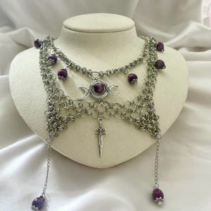 Collana Shadowheart - Collana in maglia di maglia di Baldur&#39;s Gate a tema fantasy fatta a mano - Unica, gotica, Cluttercore