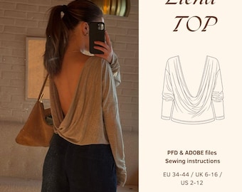 Open back sewing patter top womens top sewing pattern beginners sewing pattern easy sewing pattern women summer top sewing pattern open back
