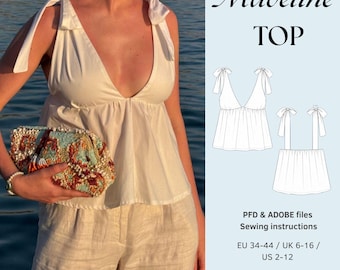 Summer Top Sewing Pattern Bow Top Sewing Pattern Beginner Friendly Sewing Pattern Cute Top Sewing Pattern Instructions Open Back pattern