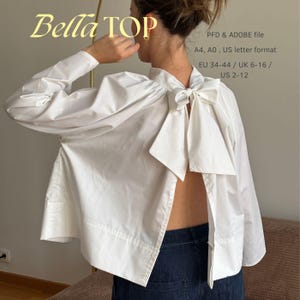 Naaipatroon damesblouse top naaipatroon strik top open rug naaipatroon beginnersvriendelijk naaipatroon eenvoudig patroon