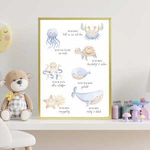 Affirmation poster for children, blue | positive beliefs | children&#39;s room decoration