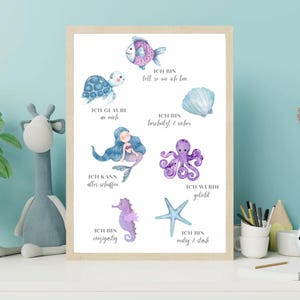 Affirmation poster for children blue purple | positive beliefs | children&#39;s room decoration