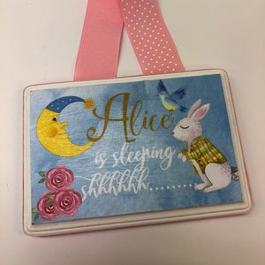 Alice in Wonderland theme Baa....by Sleeping  Nursery Door Hanger