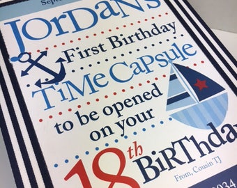 Nautical First Birthday Time Capsule- custom colors