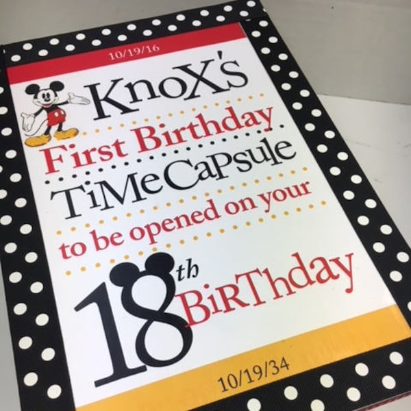 Mickey Theme 1st Birthday Time Capusule Keepsake box