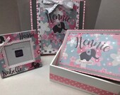 Elephant and Flowers Super Gift Birth Announcement Wall Hanging, Keepsake MemoryBox with Frame to Match