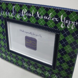 Baby Boy Personalized Argyle Frame NAVY and GREEN image 4