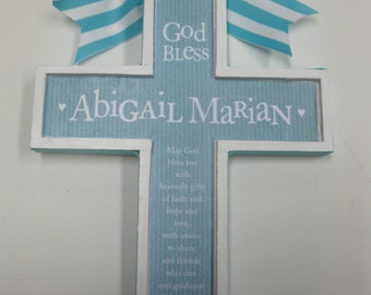 Boy and Girl Baptism Cross - any color  approx 7 x 9 inches- 1 aqua, 1 orange