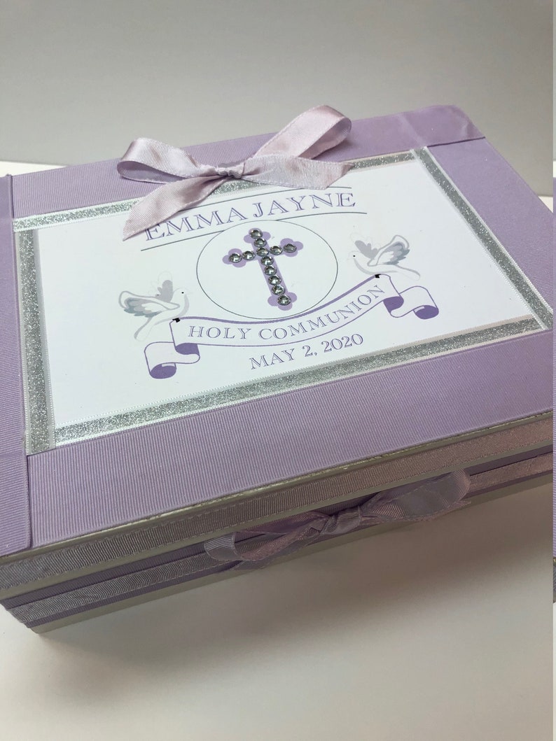 My First Communion Keepsake Box Lavender any colors Girls image 3