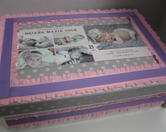 Custom Made Baby Announcement Keepsake Memory Box