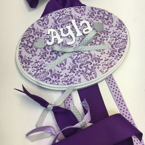 Purple on Lavender Damask Bow holder
