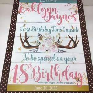1st Birthday Time Capusule Keepsake Box to match Birthday Invitation image 6