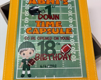 Football Theme 1st Down Birthday Time Capsule - Any team!