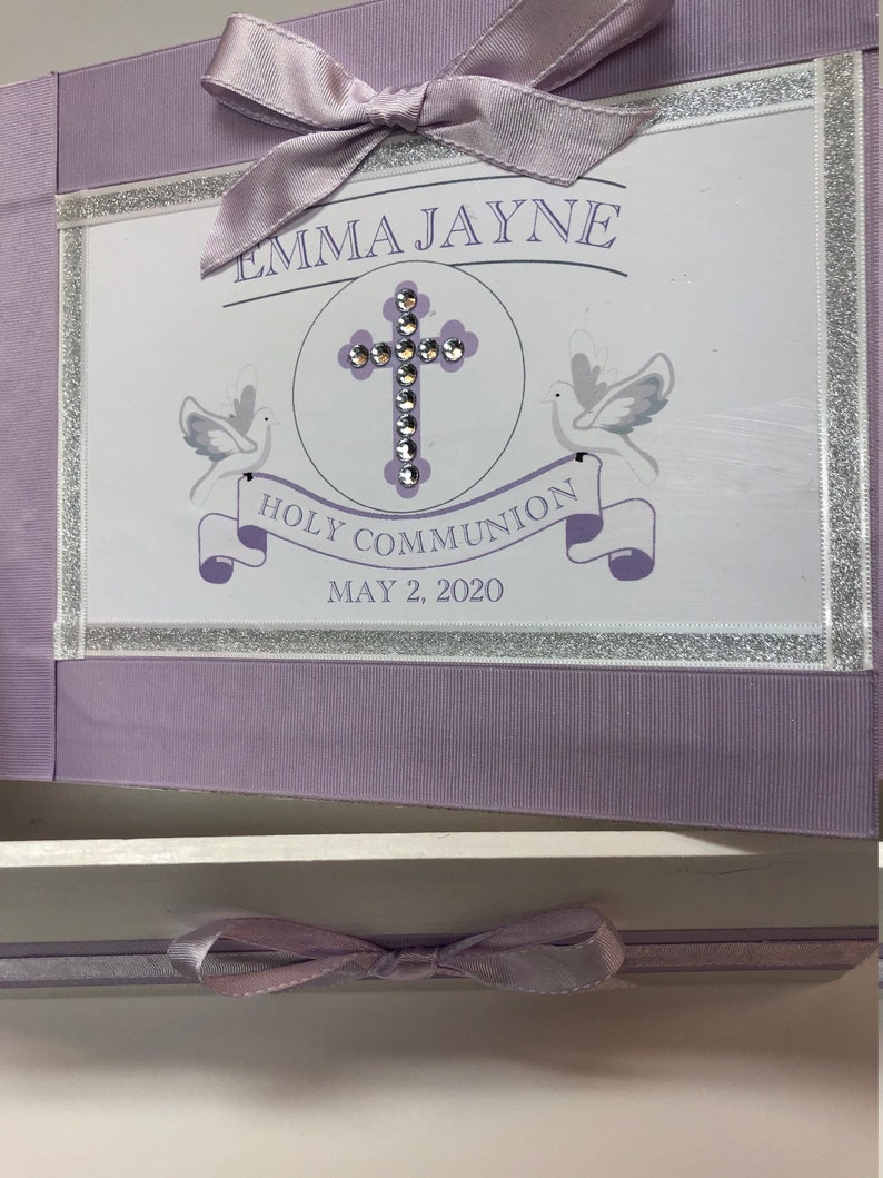 My First Communion Keepsake Box Lavender any colors Girls image 2