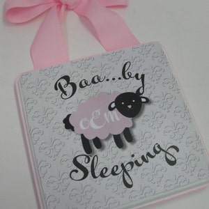 New Baby Baa....by Lamb Nursery Door Hanger-Baby Sleeping with Name or Initials