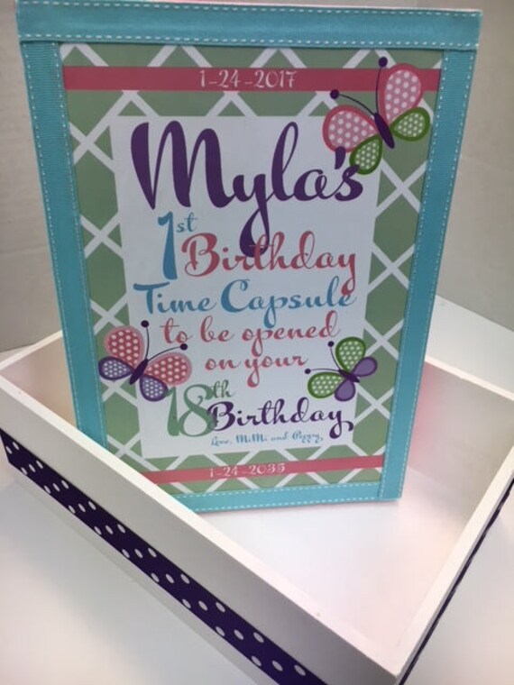 1st Birthday Butterfliestime Capusule Keepsake Box Custom Etsy
