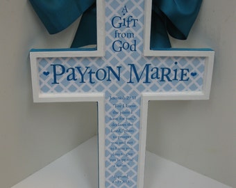 Girls Baptism Cross - Jereimah 29:11 any color  approx 7 x 9 inches- Teal