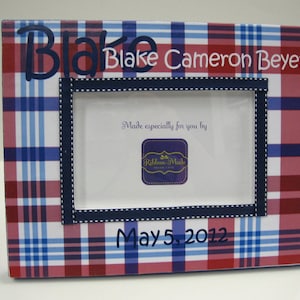 Baby Boy Plaid Personalized Birthdate Frame 3
