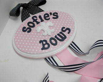 Bow Holder-Navy Pink and White